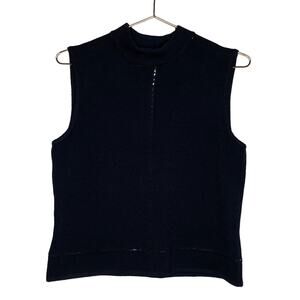 St‎ John Sport Womens Medium Black Sweater Shell Mock Neck Bling Mock Neck